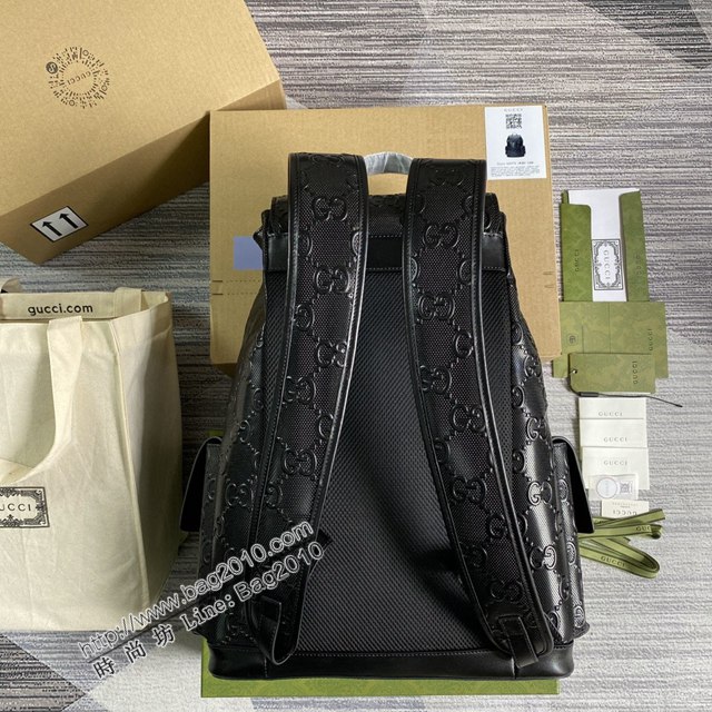 Gucci新款包包 古馳2021最新款男士雙肩背包 Gucci黑色壓花牛皮後背包 625770  ydg3034